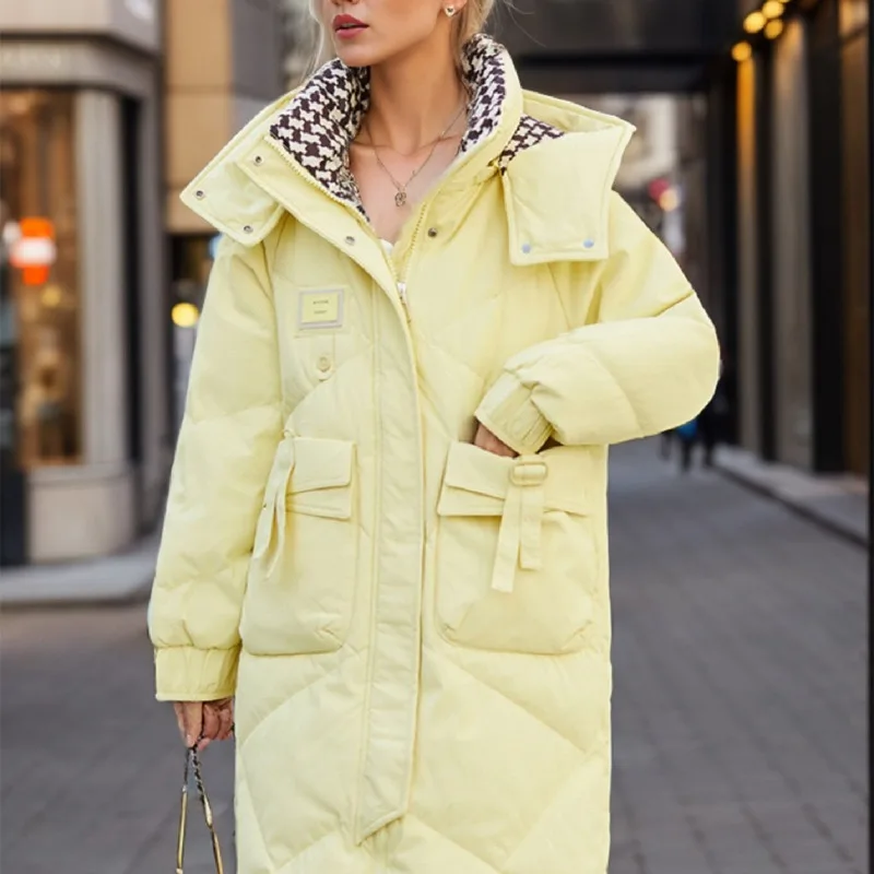 

2024 Winter New Down Cotton Jacket Women's Mid-Length Korean Style Loose Thickened Cotton Jacket Trend