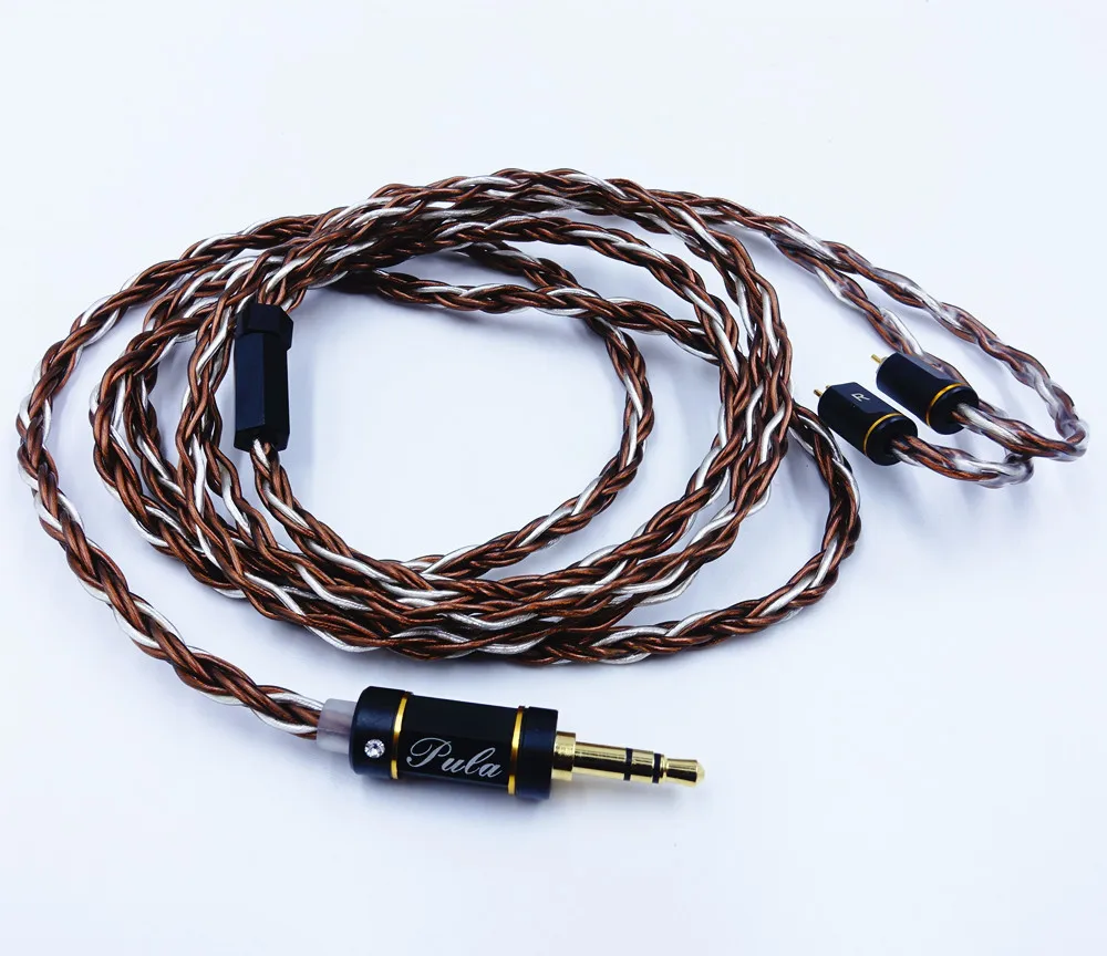 Pula 8 CONDUCTOR สายสัญญาณเสียงพรีเมี่ยม, หูฟัง6N หูฟังสเตอริโอโอ OCC ชุบเงิน2.5 3.5ปลั๊ก4.4มม. MMCX 0.78มม. ขั้วต่อ2ขา