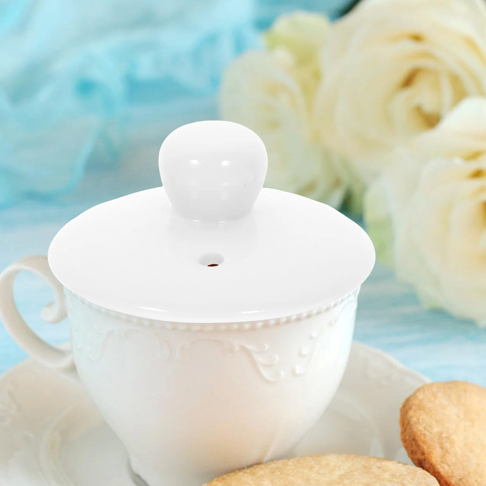 

Ceramic Tea Cup Lid White Glossy Finish Universal Fit Replacement for Teapot Kettle with Enhanced Temperature Retention and