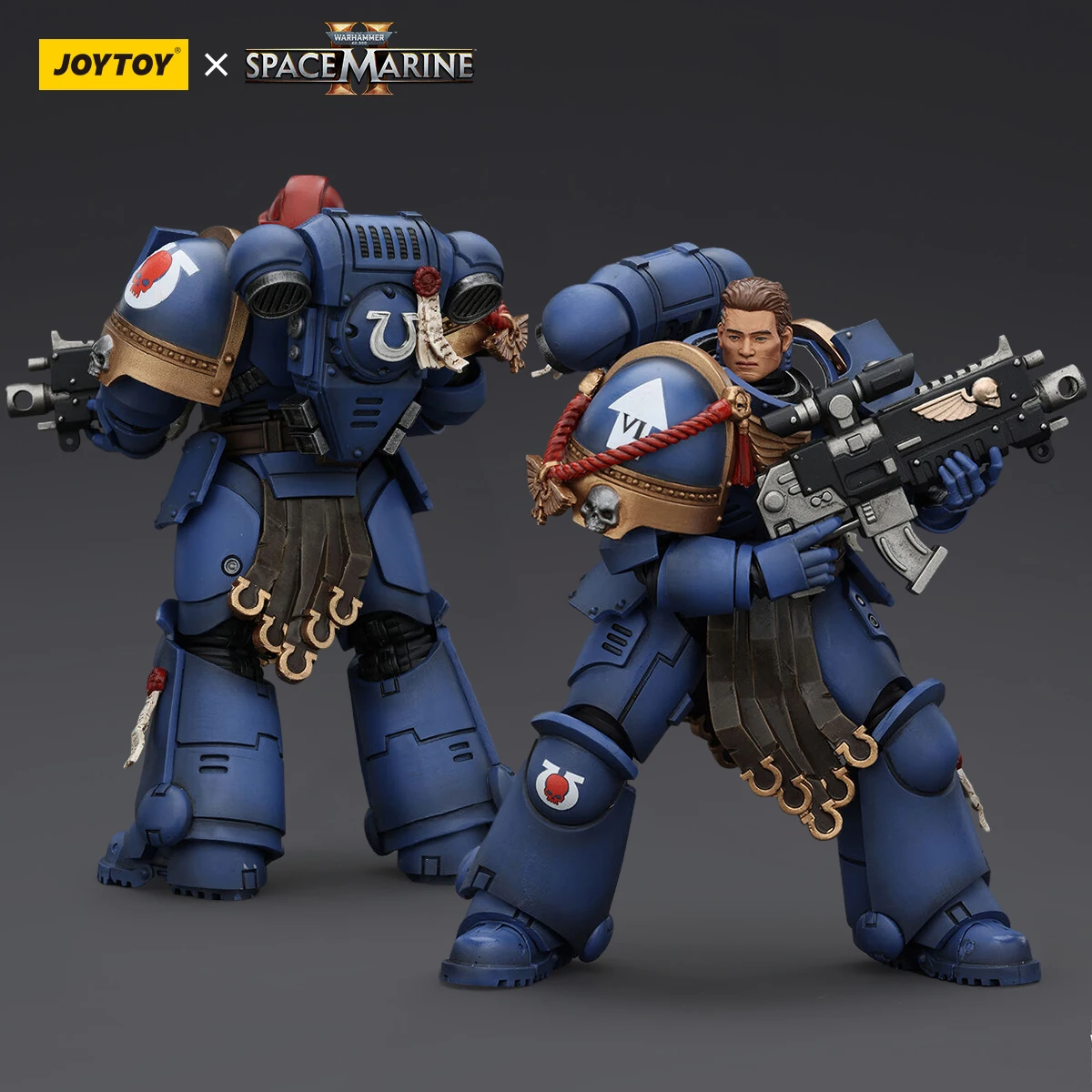 Joytoy warhammer 40k figura de ação uitramarines tenente zumbido figura gadriel irmão chahairon conjunta estatueta móvel modelo brinquedo