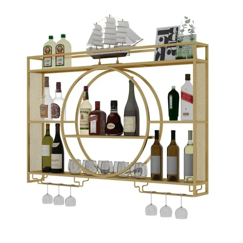 

Wall Mount Wine Rack Bottle Holder Adapt Single Miniature Black Cup Glass Storage Wine Cabinet Decor Bar Furniture