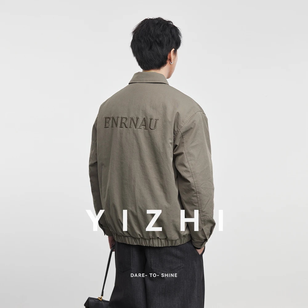 Giacca casual da uomo con zip intera 2025 Inverno Nuovo colletto con risvolto Tasche multiple Design Capispalla a maniche lunghe antivento Top