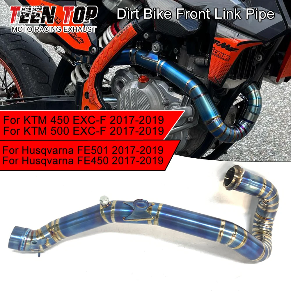 Dirt Bike Titanium Alloy Front Link Pipe 450/500 EXC-F Exhaust Elbow Connect Tube For HUSQVARNA FE450 FE501 2017-2019 Motor Bike