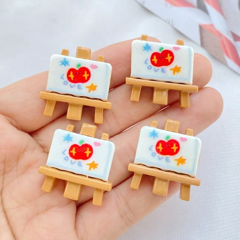 Resin Cartoon Simulation paint bottle, drawing board, brush Flatback Cabochon Scrapbook 10PCS DIY Decor Figurines Accessories