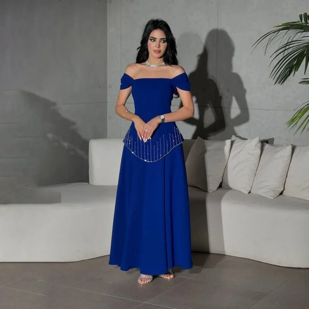 Abito da sera a sirena con spalle scoperte squisito personalizzato Abito da ballo con perline affascinante Abito da festa sexy con scollo a barchetta فساتmavera