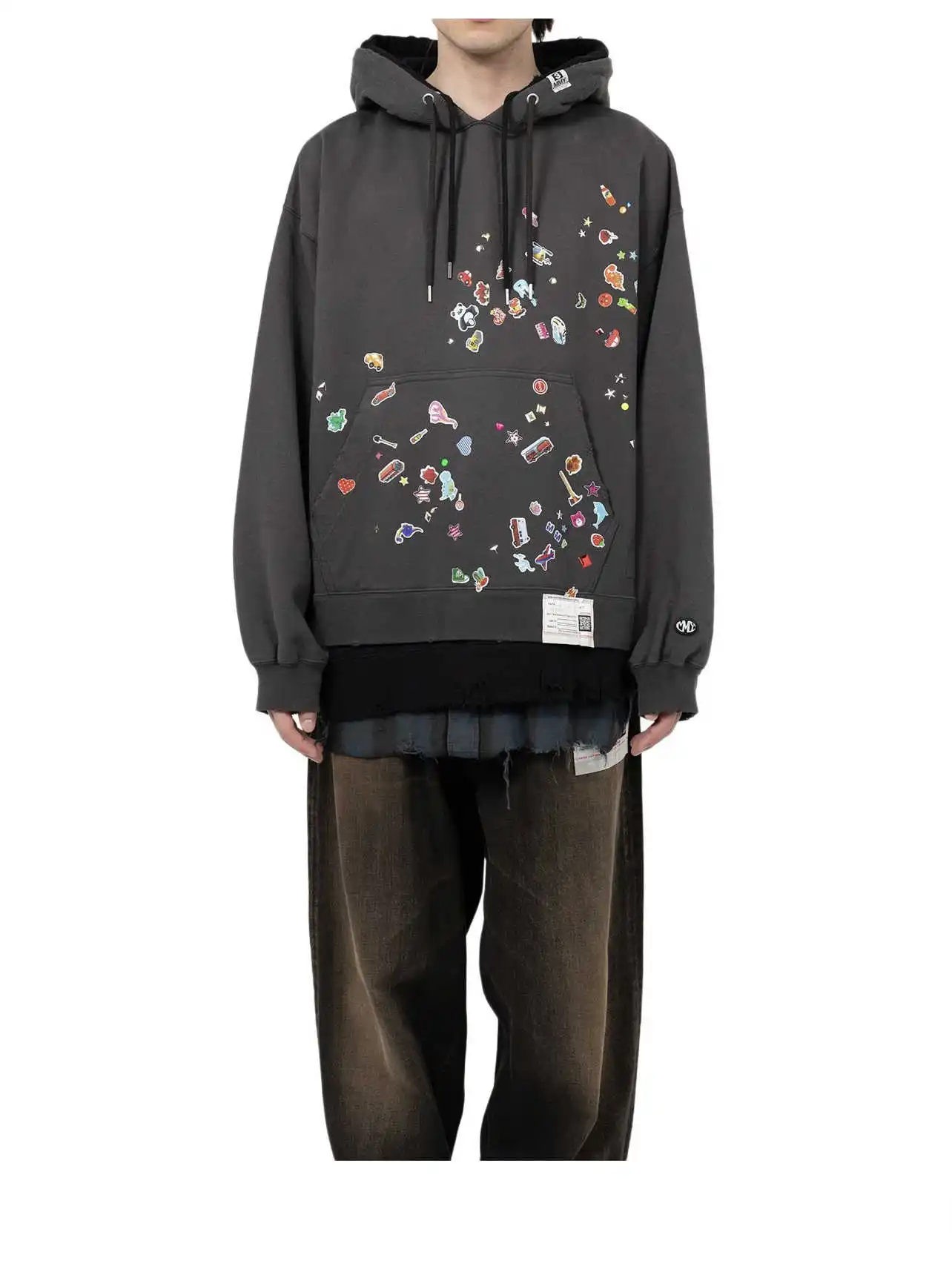 25AW MMY اليابانية عارضة القطن متعة مطبوعة لوحة ساخنة غسل الضرر المياه مقنعين البلوز #3