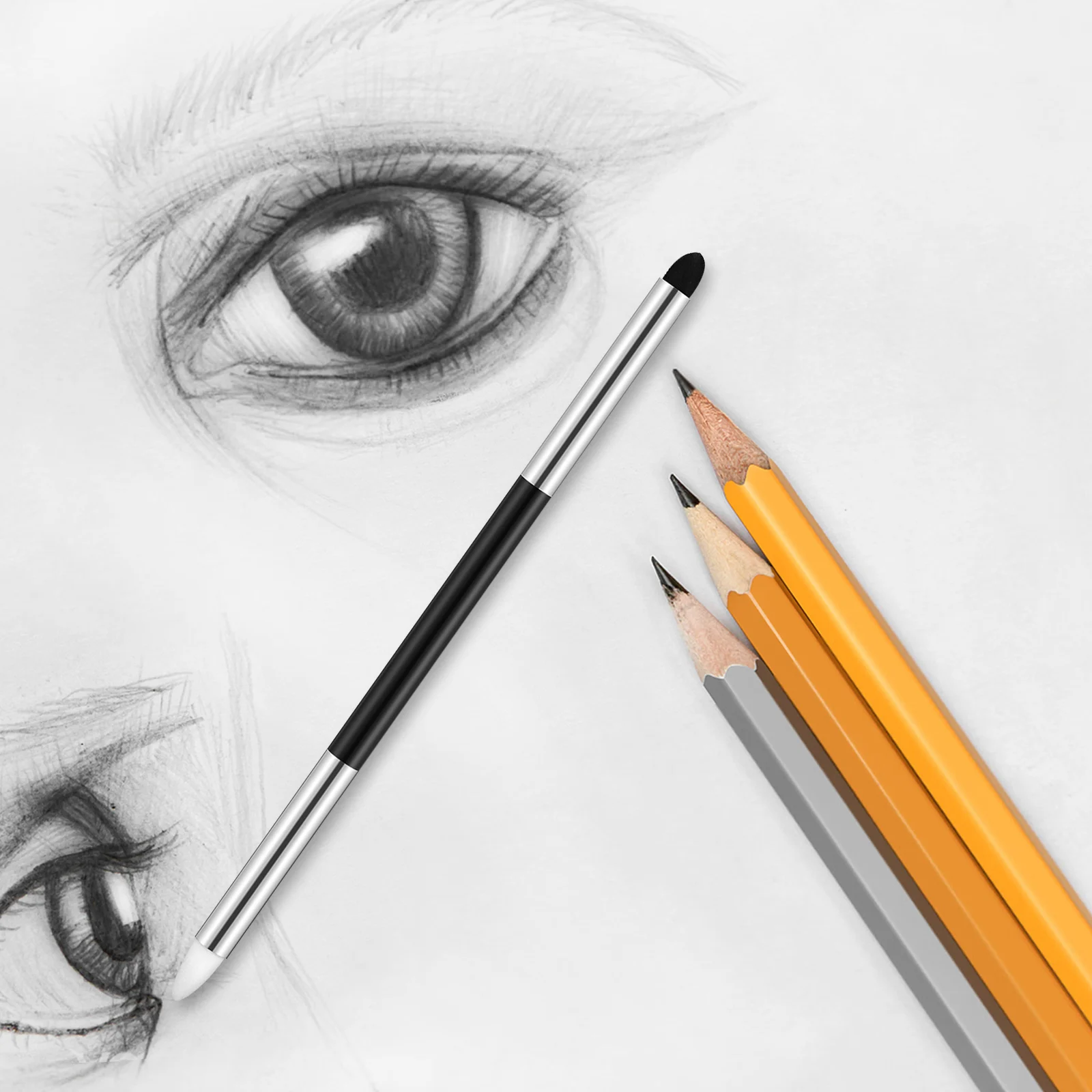 

1set 1Set High Light Art Eraser Pen Artist Blending Sponge Pencil Dual Tip Reusable Drawing Tool For Sketching Washable Blending