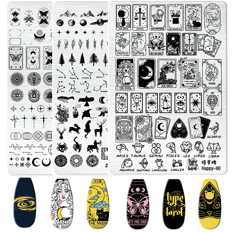Moon Stars Constellation Nail Stamping Plate Nail Art Stamper Nail Stamp Template French Line Lace Flower Design Manicure Plates