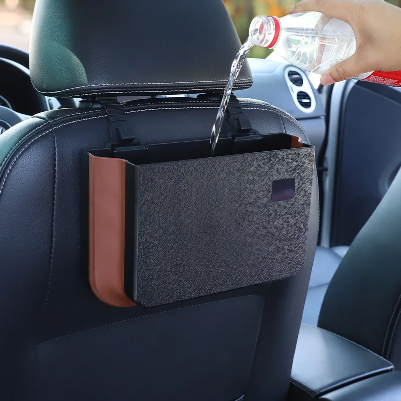 Car Trash Can Organizer Net For Storage Bag Auto Pocket Tablet Phone Glasses Protection Tray Back Table Rear Seat Cup Holder