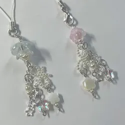 Handmade lily of the valley mobile phone chain bow y2k star fairy tale coquettish keychain