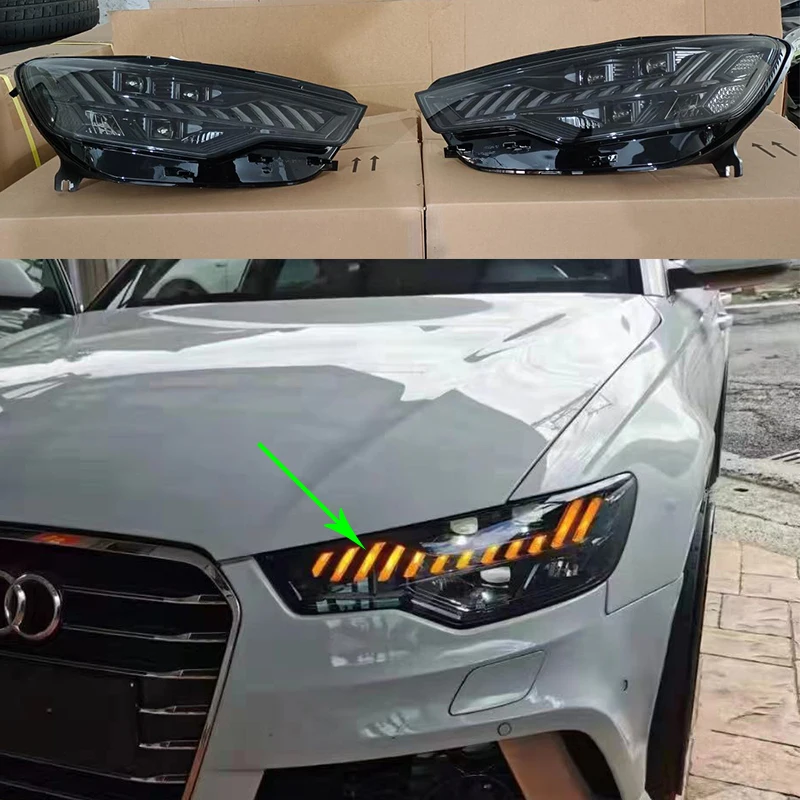 

For Audi A6 C7 2012-2015 Color Changing Car Headlights Front LED Lamp Dynamic Turn Signal DRL Assembly