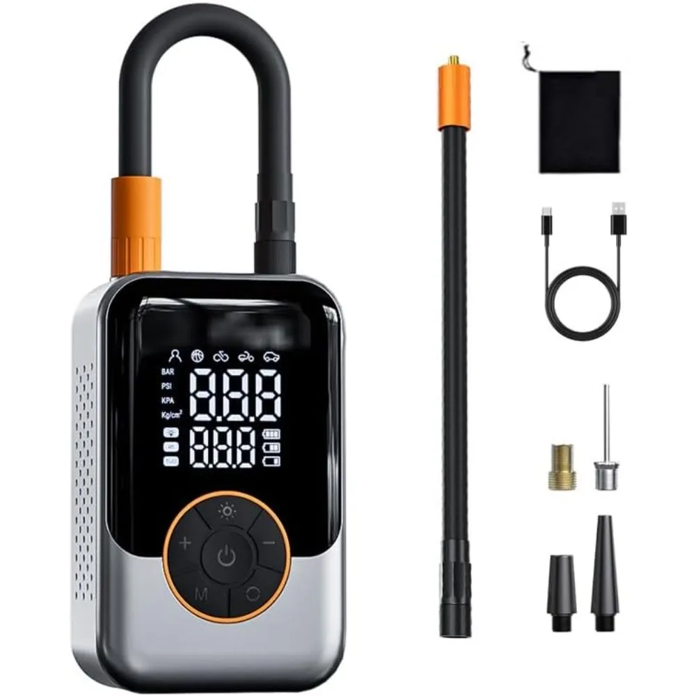 Compresor de aire inalámbrico de 150PSI, inflador de neumáticos eléctrico Digital con apagado automático, recargable por USBC para bola de bicicleta Mot de coche
