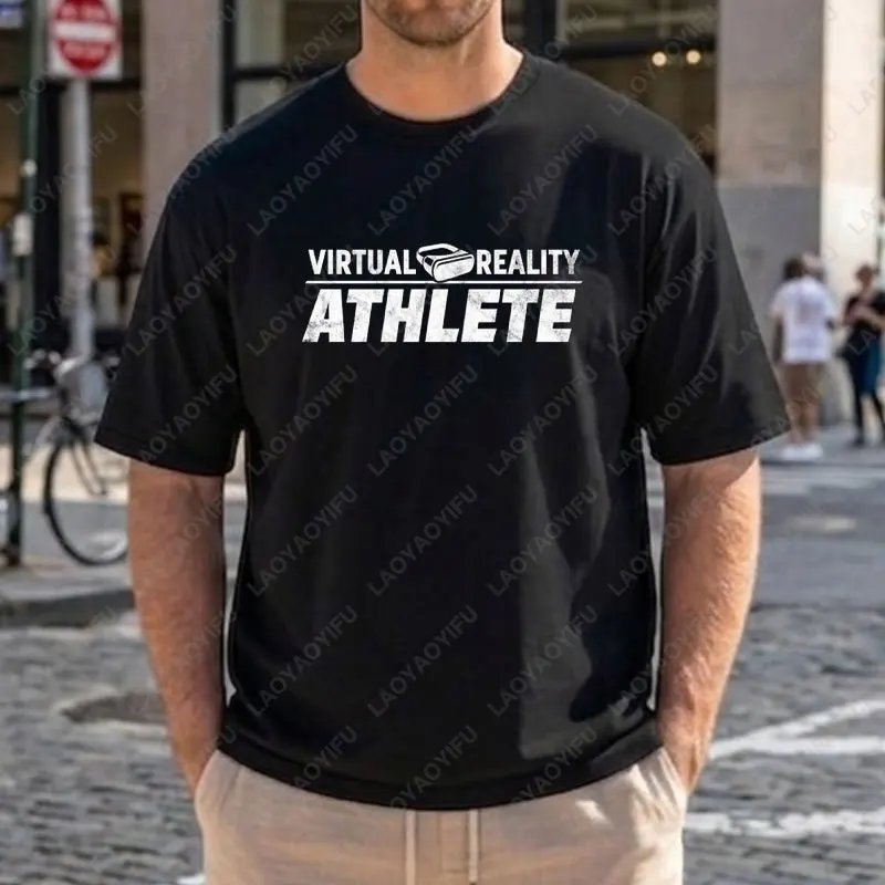 Streetwear Graphic T Shirt with Virtual Reality Athlete Printed 100%Cotton Short Sleeve Casual Tshirt Perfect for Gamer Wear