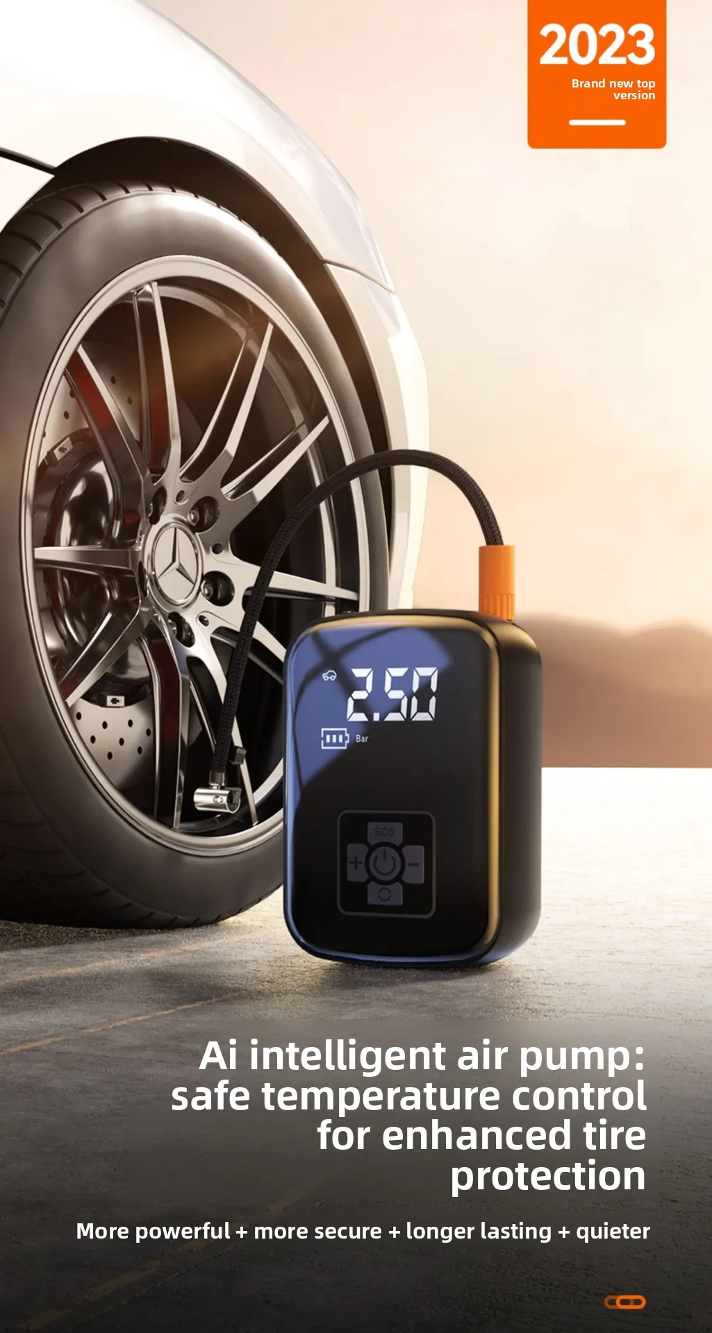 Wireless Car Air Compressor Air Pump Electric Tire Inflator Pump for Motorcycle Bicycle AUTO Tyre with Digital Display 1800mAh