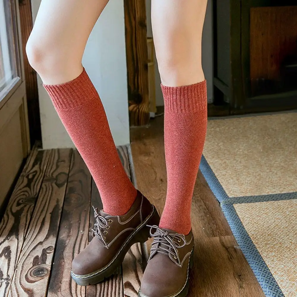 Cotton Winter Compression Stocking Knee High Thicken Warm Long Leg Terry Socks Breathable Solid Color Thermal Calf Socks