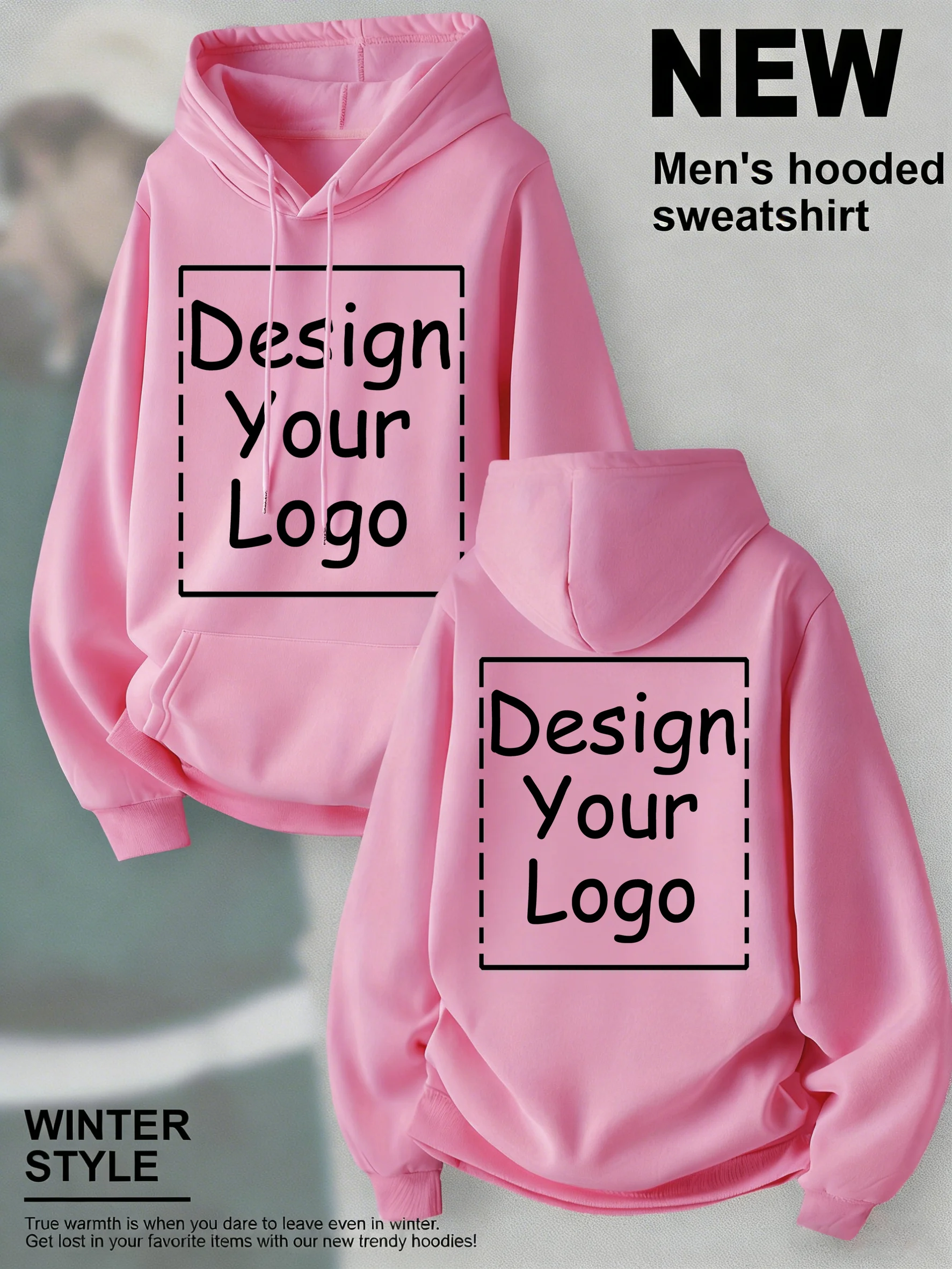 Customize Logo Print DIY Men's Hoody Autumn Fleece Hoodies Hip Hop Loose Jogging Streetwear Korean Comfortable Pullovers