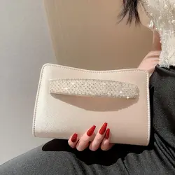 Bolso de noche con diamantes brillantes para mujer, cartera de mano elegante para banquete y cena, a la moda, de lujo, novedad de 2023