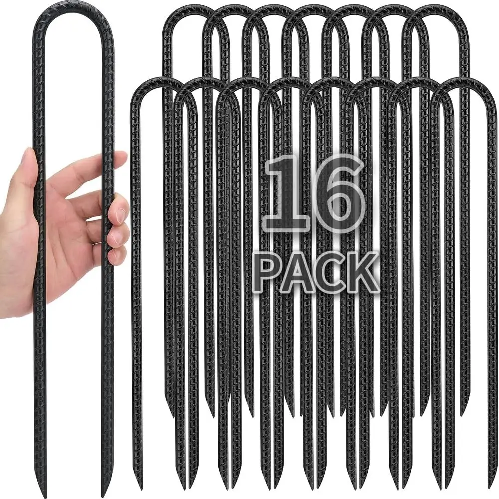 

Набор из 16 колышков для крепления тентов Tpolines - 16 дюймов в длину, диаметр 0,4 дюйма, оцинкованные стальные колышки-арматура с U-образным крюком, многофункциональные, сверхпрочные, для крепления к земле