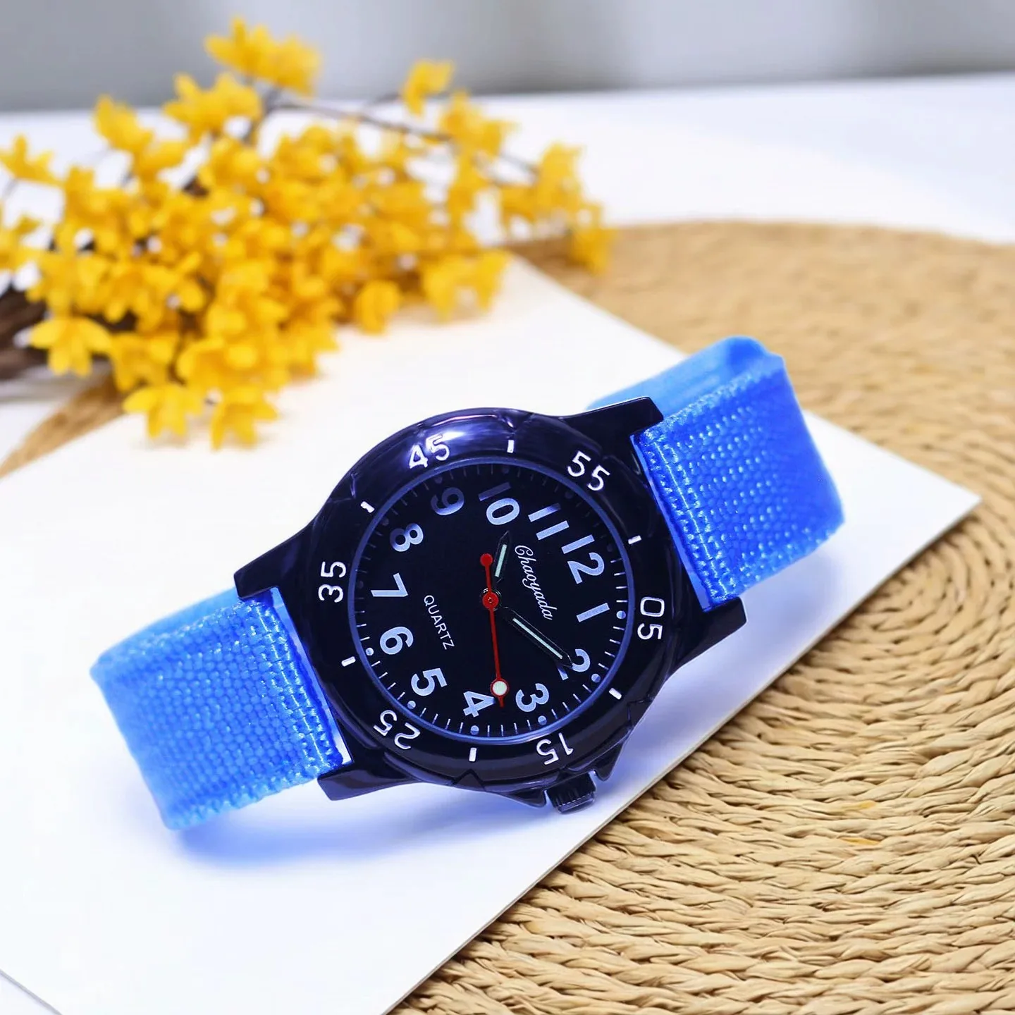 Chikdren Boys Girls Durable Canvas Quartz Watches Students Simple Digital Fashion Watches Kids Young Man Study Birthday Gifts