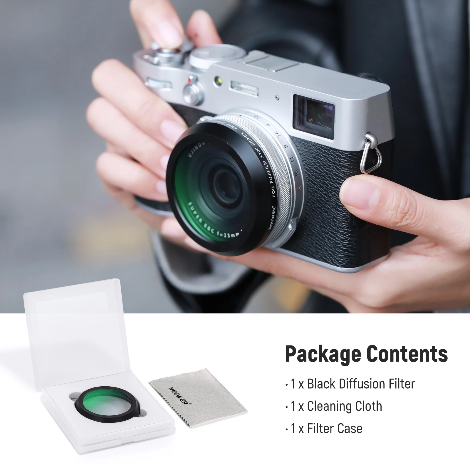 NEEWER Black Diffusion 1/4 Filter Mist Dreamy Lens Filter für Kameras der X100-Serie, mehrfach beschichtetes optisches Glas für Fujifilm – Detail 8
