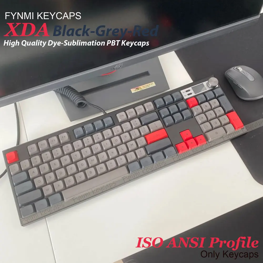 Fynmi DOLCH ISO ANSI XDA Black Grey Red PBT Dye Sublimation XDA Keycaps for Mechanical Keyboard