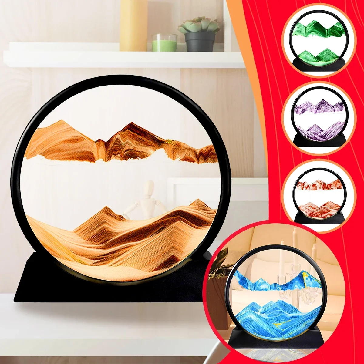 

Deep Sea Mobile Sand Art Quicksand Painting 3D Dynamic Seascape Picture Office Desktop Decompression Hourglass Home Decoration