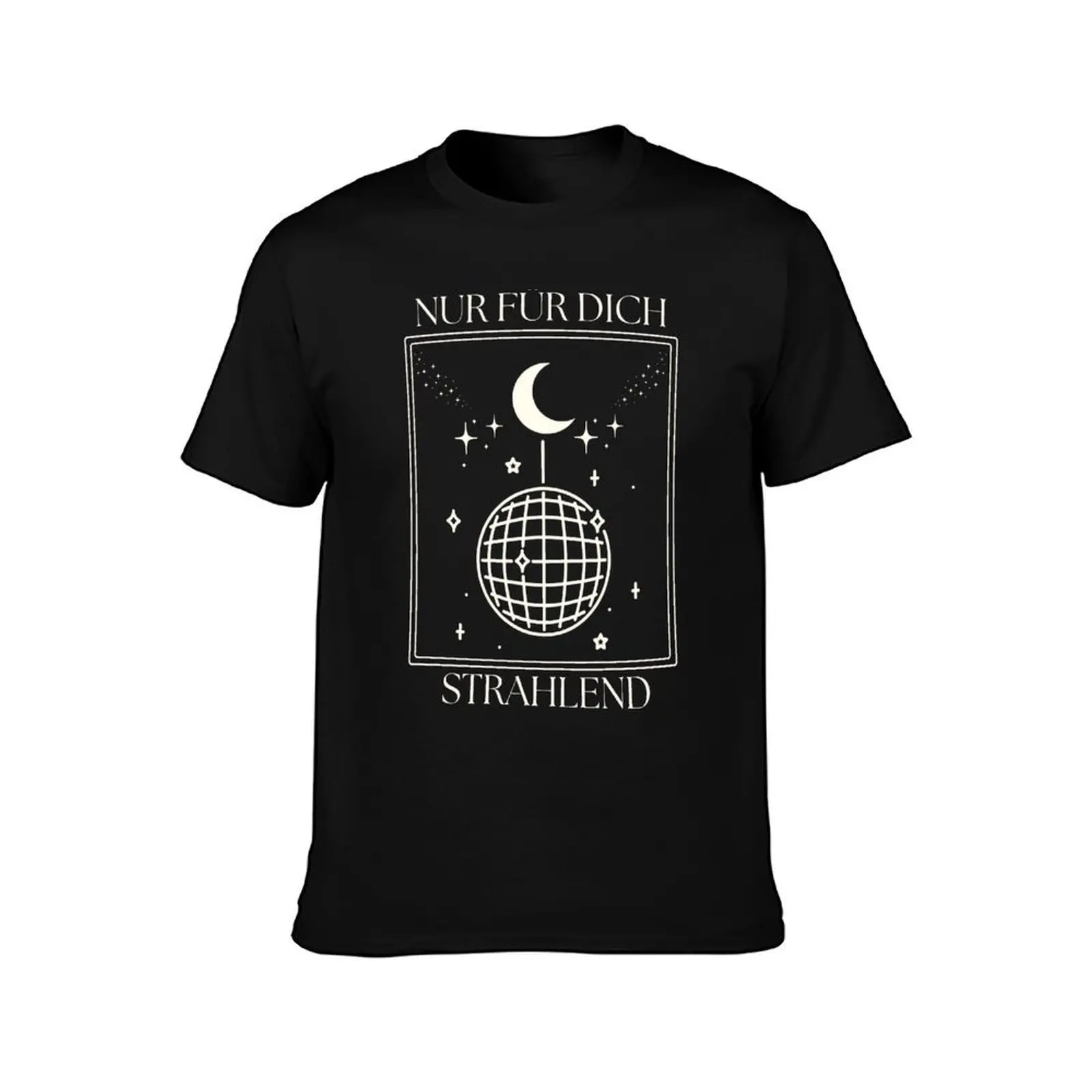 Nur für dich strahlend Moon & Hanging Lamp Illustration Pastel Blue Background T-Shirt, Summer Casual Cotton Tee, 100% Cotton