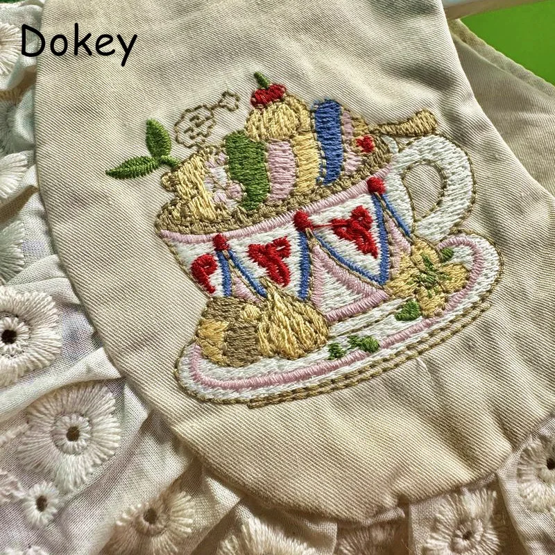 Vintage Peter Pan Kragen Kawaii Lange Trenchcoat Frauen Japanische Mori Mädchen Stickerei Lolita Lose Windjacke Mantel Weibliche