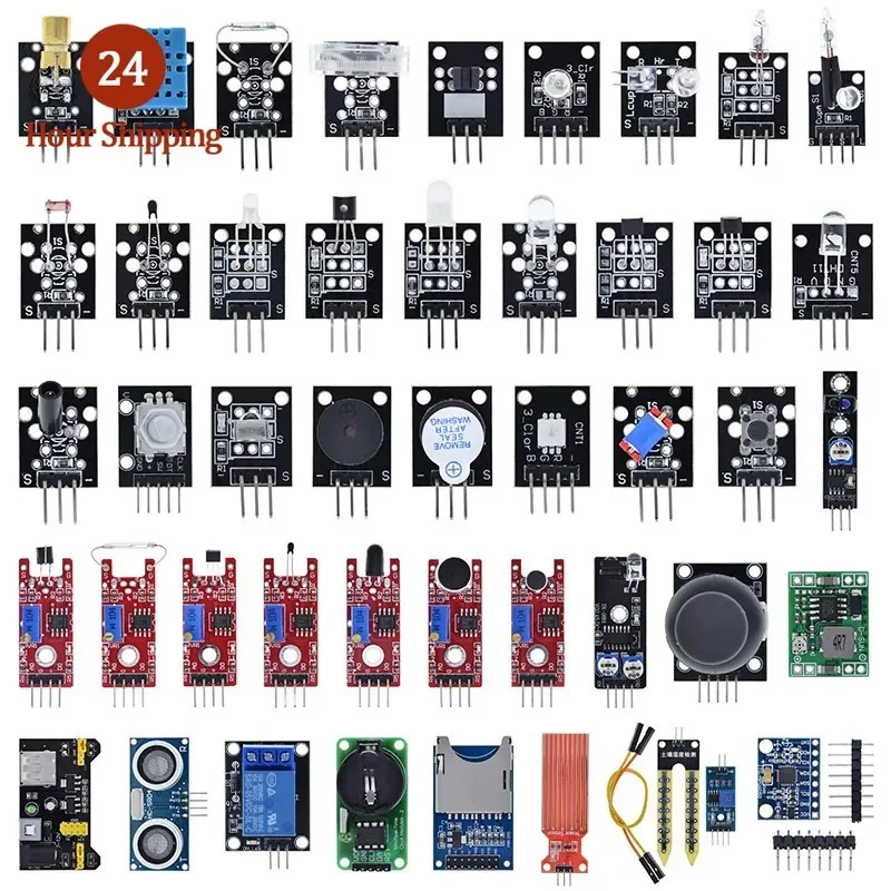 For Arduino 45 Kinds of Sensors Digital Temperature Humidity RGB LED Soil Buzzer Sound Ultrasonic Sensor Module UNO R3 MEGA2560