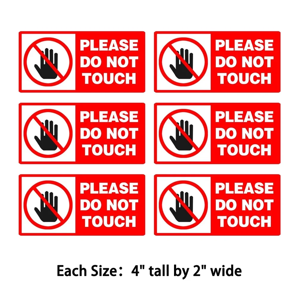 2x4 Inch Do Not Touch Warning Sign Label Stickers Decals 6 Pcs Per Pack