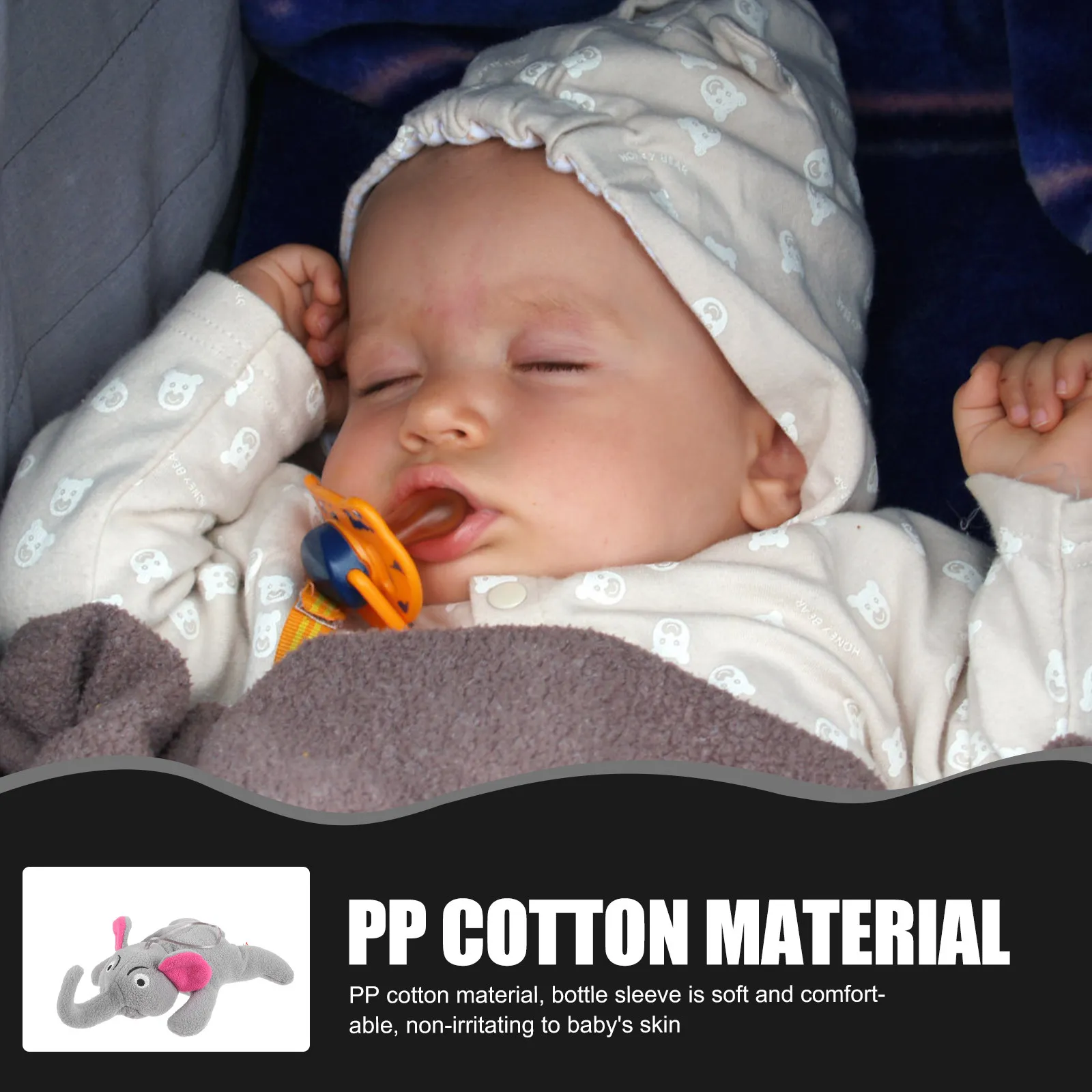 

Cartoon Elephant Baby Bottle Sleeve Warm Insulation Cover for Feeding Bottles Anti-Fall Protection Soft PP Cotton Nursing Bottle