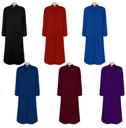 New Church Priest Trench Jacket Cassock clero Robe Preacher Men collare alla coreana liturgico monopetto pastore coro