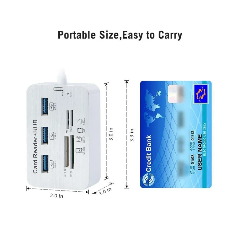 Seven-in-One USB Type-C Splitter SD TF Card Reader Combo USB Hub Expansion Dock with 4 USB 3.0 Ports 100Mbps