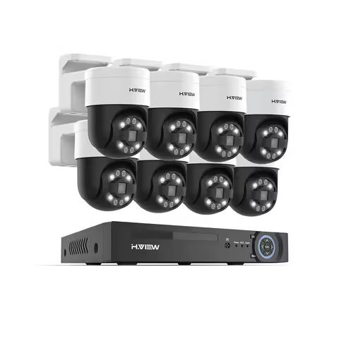 H.view 8Ch 4K 5MP 8MP Cctv Security Camera System Ptz Home Video Surveillance Kit Outdoor Ip Camera Humanoid Detection