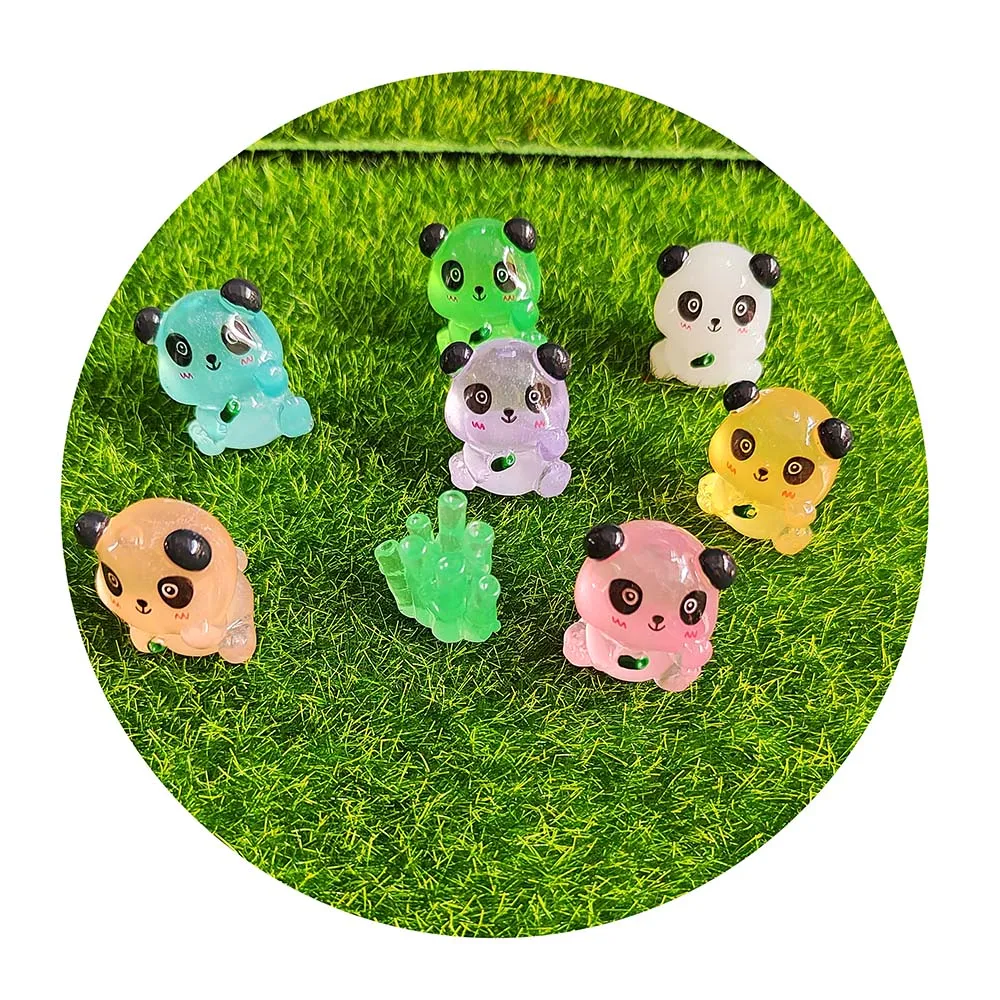 

Mini Panda Figurines Waterproof Resin Luminous Panda Ornament Decorative Glow In Dark Animals Miniature For Home Shelf Decor