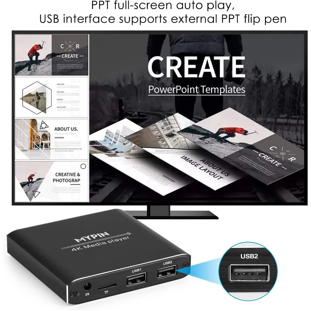 4K Media Player with 8TB HDD/USB/TF, H.265 Format Support, HDMI/AV/Optical Out, USB Mouse/Keyboard, 7.1 Surround Sound - view 5