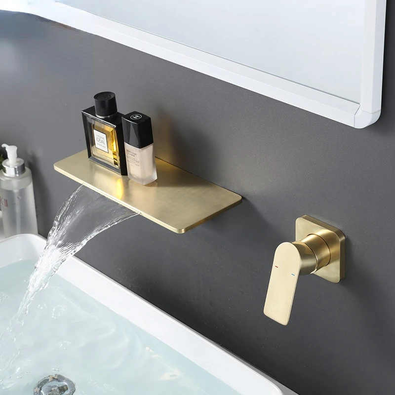 

CAaterfall Bathroom Sink Faucet Wall Mount Lavatory Faucet Mixer Tap