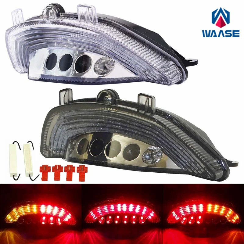 

waase For Yamaha Vmax 1700 VMX1700 2009 2010 2011 2012 2013 2014-2018 E-Mark Tail Light Brake Turn Signals Integrated LED Light