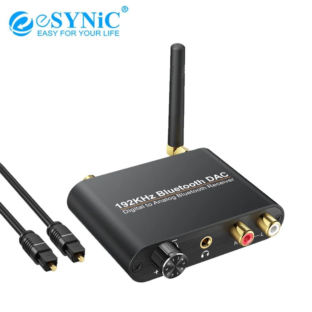 ESYNiC DAC Converterพร้อมVolume Control 192KHz Digital Coaxial ToslinkไปยังAnalogสเตอริโอL/R RCA 3.5 อะแดปเตอร์เสียง