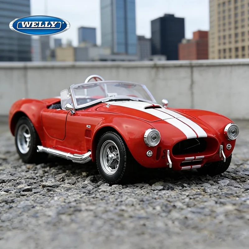 

Модель спортивного автомобиля WELLY 1:24 Ford 1965 Shelby Cobra 427 S/C из сплава, литая под давлением, классическая ретро-модель гоночного автомобиля, подарок для детей