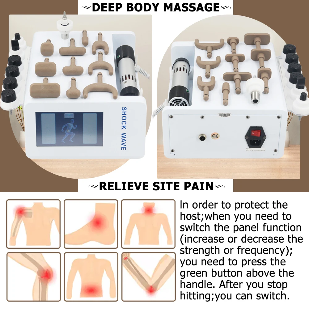 Shockwave Therapy Machine Effective Heal Shoulder Pain Muscle Massage 1800N Chiropractic Adjustment Tool For Spinal Correct