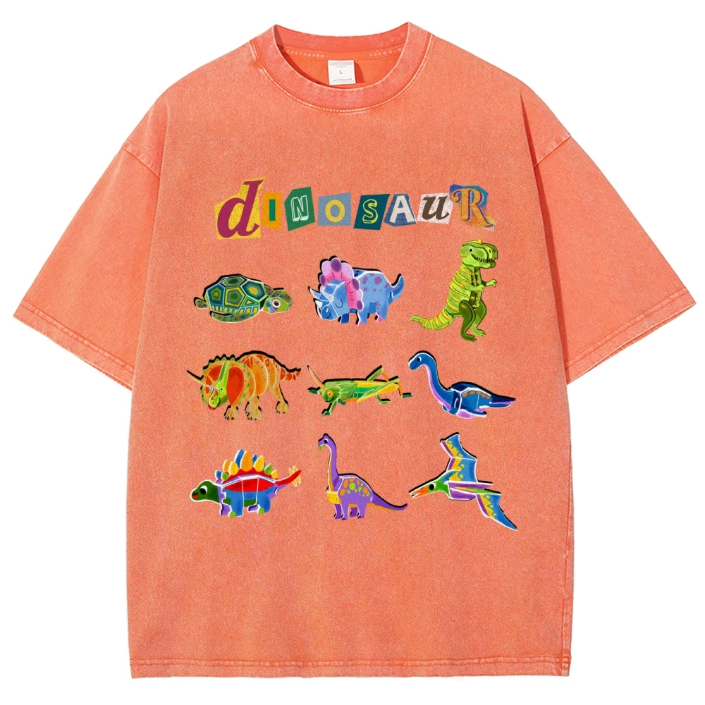 Cute Dinosaur Shirt Paleontology Oversized Shirt Vintage Hand Printed Dino Shirt Gifts Women Clothing y2k Tee Streetwear Shirt