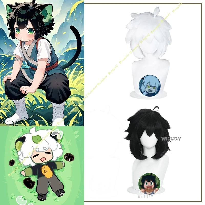 Luo Xiaohei-pelucas de disfraces de Cosplay para niños y niñas, pelo largo y corto de Anime blanco y negro, resistente al pelo para fiesta, Navidad y Halloween