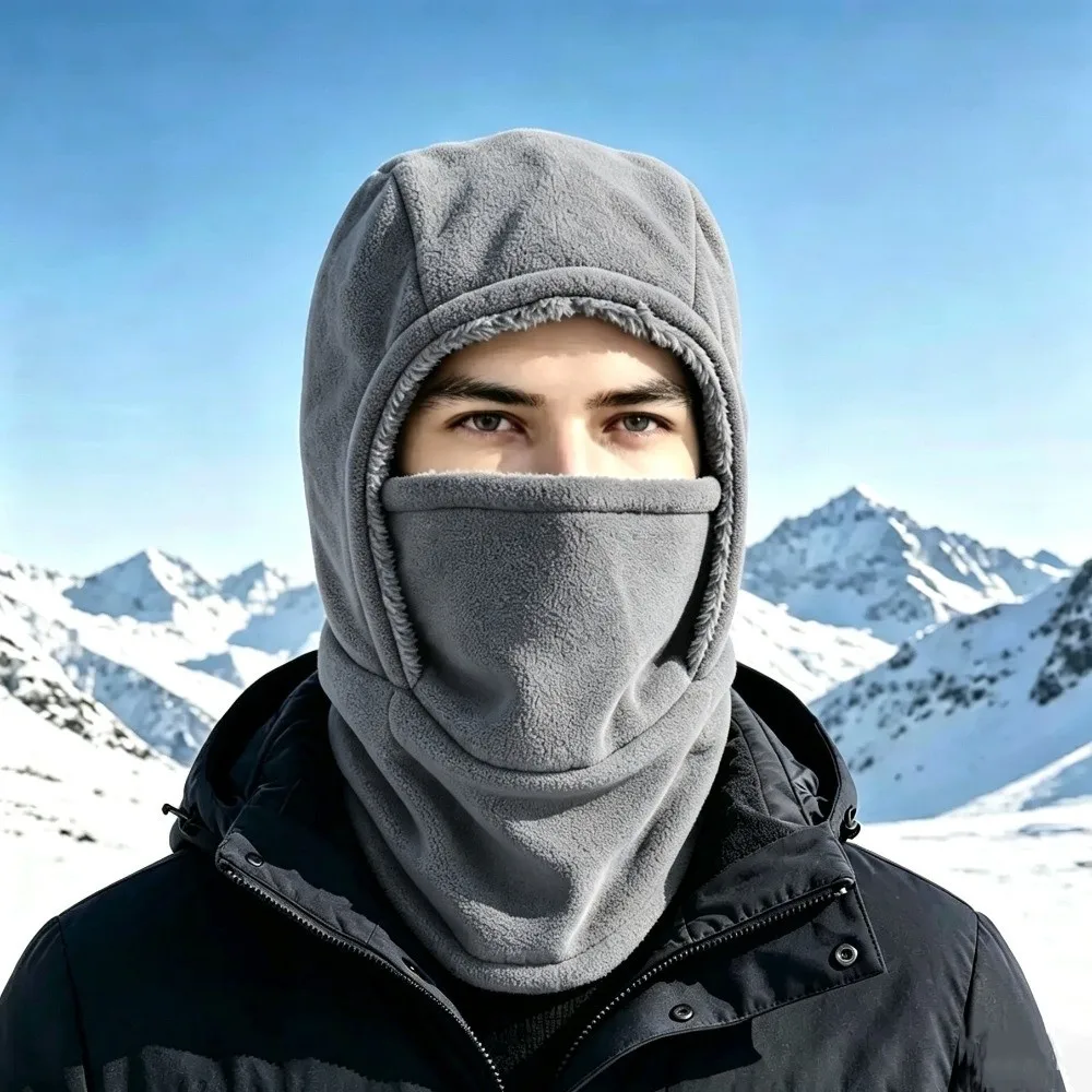 Solid Color Balaclava Cycling Cap Cold-proof Fleece Warm Hood Hat Neck Warmer Thermal Ski Windproof Cap Winter