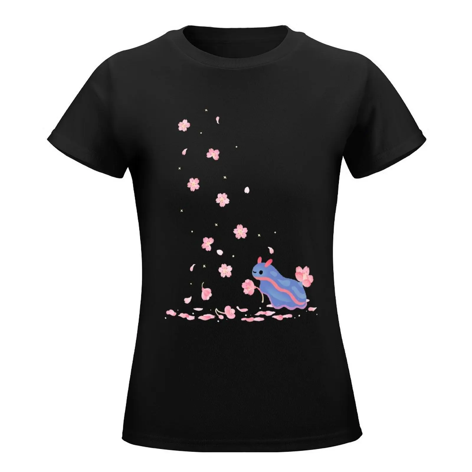 Cherry blossom slug T-Shirt aesthetic clothes Female clothing cute tops Short sleeve tee tshirts woman