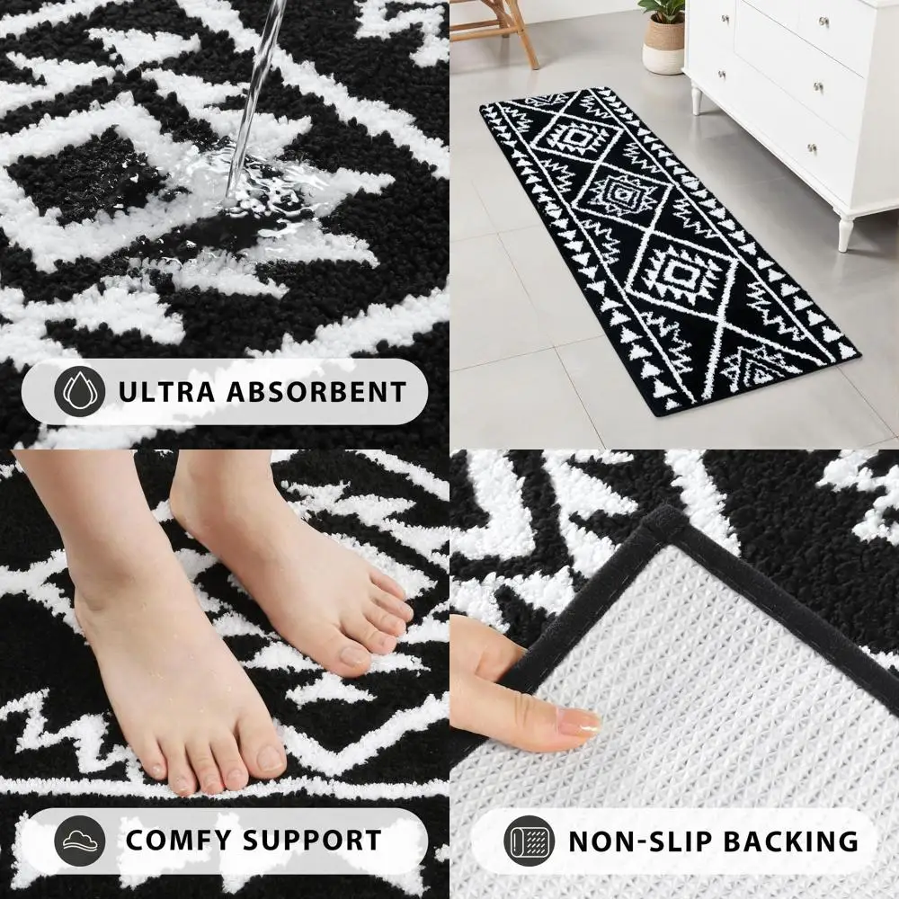 

Non-Slip Tribal Aztec Bath Mat, 20x60, Soft & Absorbent, Farmhouse Style for Bathroom, Kitchen & Hallway