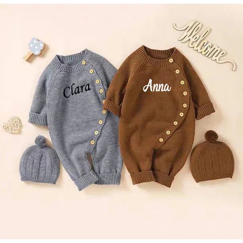 Personalized Name Newborn Infant Baby Boys Girls Bodysuit Custom Embroidery Baby Romper Set Baby Shower Birthday Party Gift Set