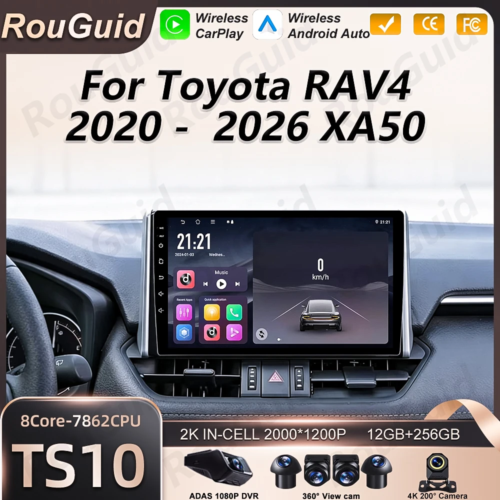 

Android 16 Car Radio For Toyota RAV4 2020 2021 2022 2023 2024 2025 2026 XA50 Multimedia Player Video 2k Touch Screen Wireless BT