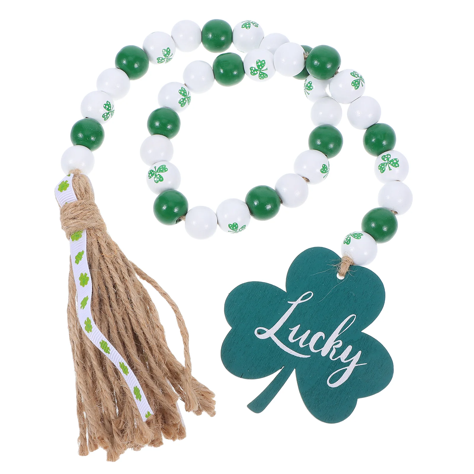 Garlands Irish Day Beads Farmhouse with Tassel Table Wooden Decor Tray St Patricks Tiered Decorations