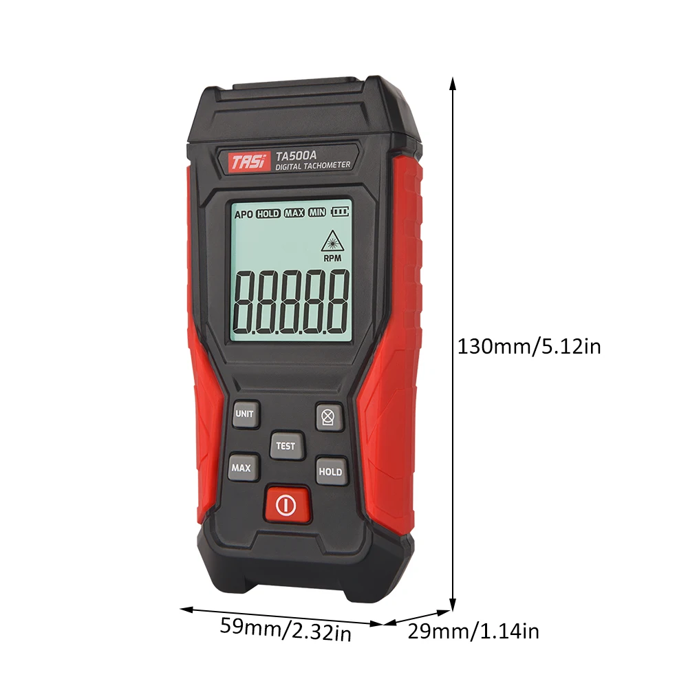 TASI Digital Tachometer Contact Type Mini RPM Tester Meter LCD Display Handheld Digital Photo Tachometer for Motor Wheels Lathe